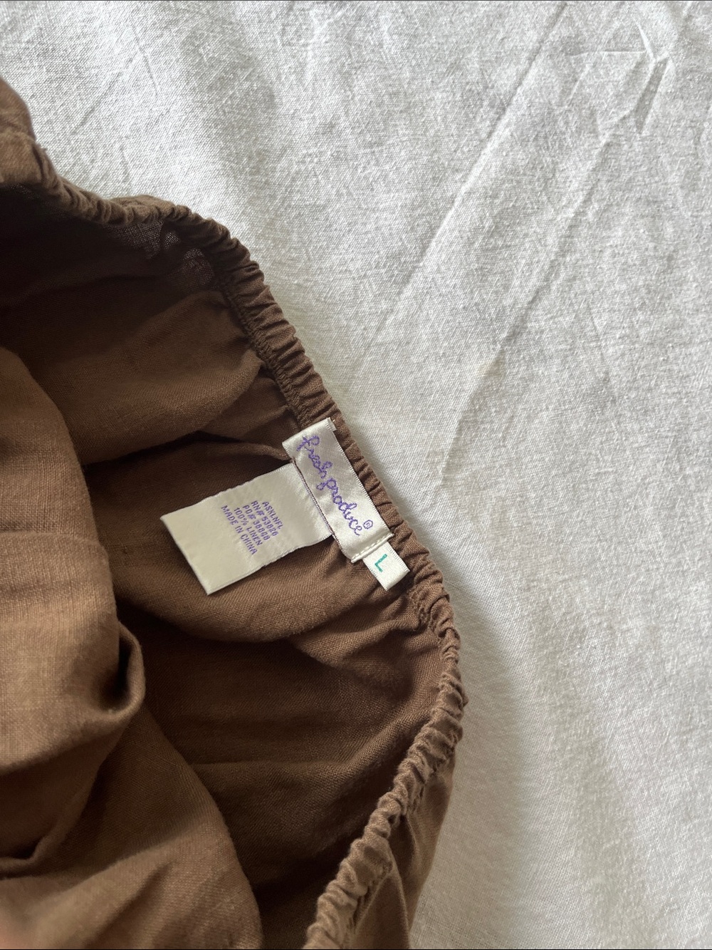 Fresh Produce Linen Skirt W/ Ruffles Sz Medium Brown - Picture 2 of 6